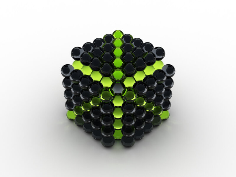 black and green sphere cluster