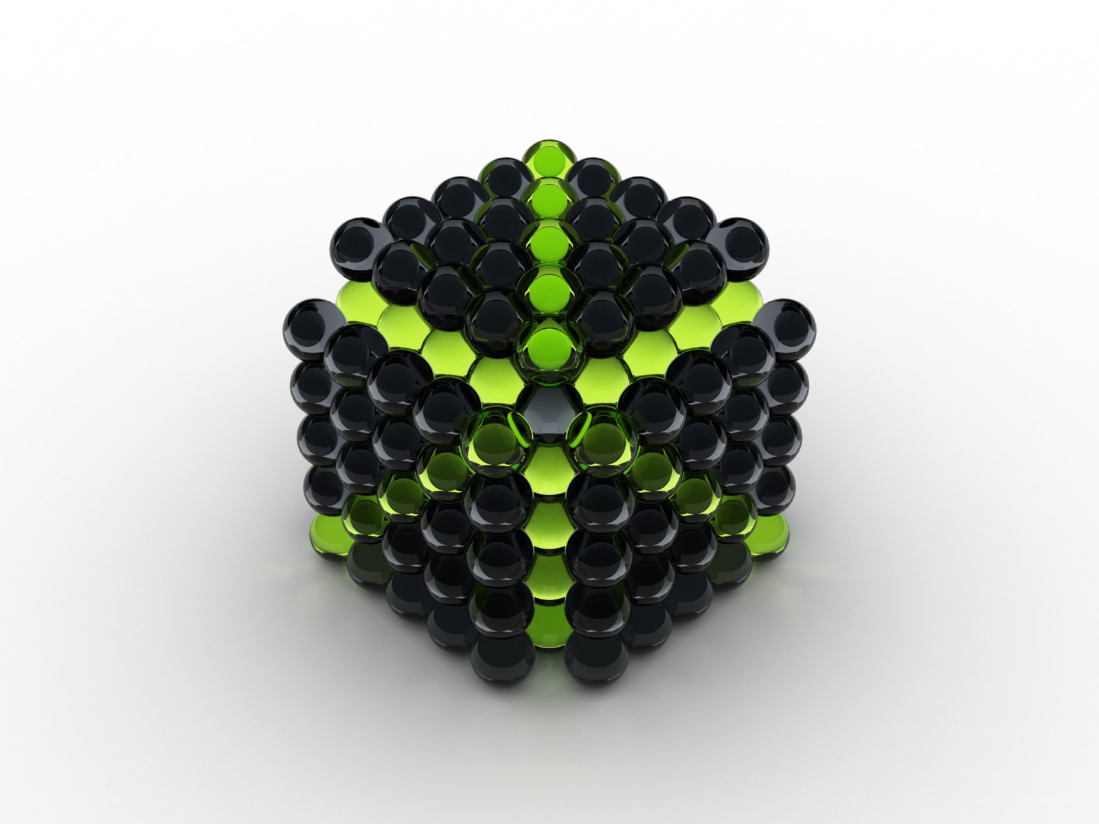 black and green sphere cluster