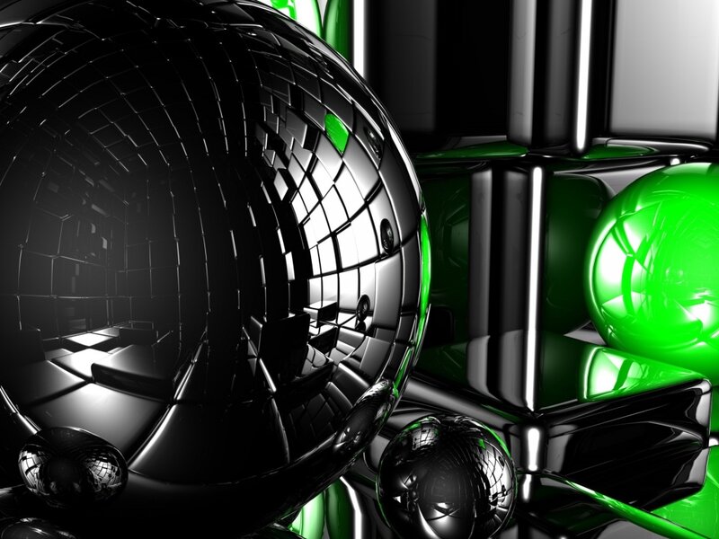 Black and Green Spheres