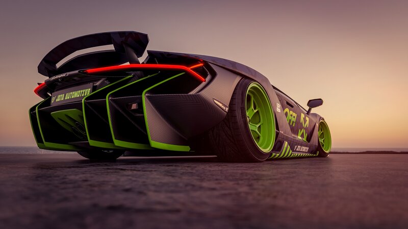 Black and Green Sports Car — Dramatic