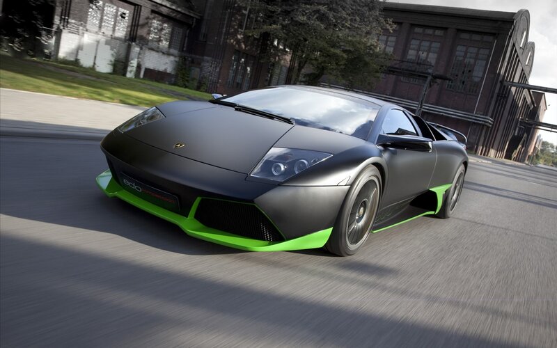 Black and Green Sports Car — Dynamic, Afternoon, Photograph