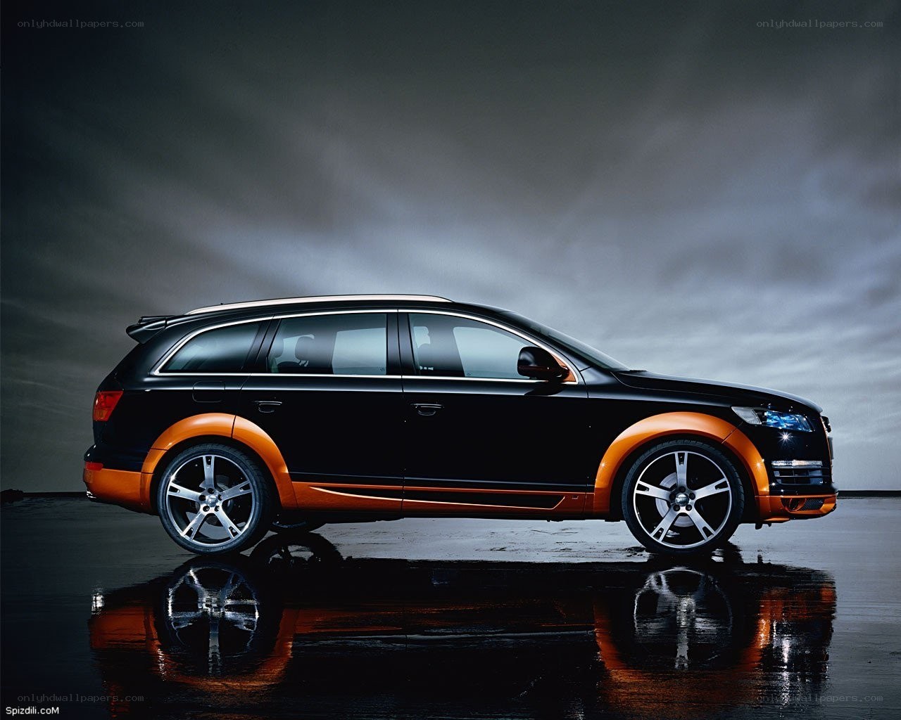 black and orange audi station wagon