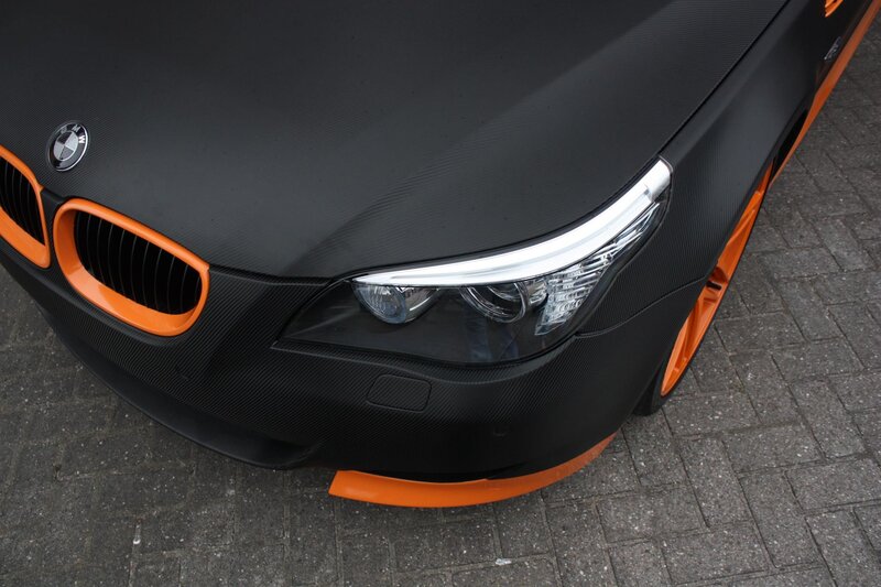 black and orange BMW car