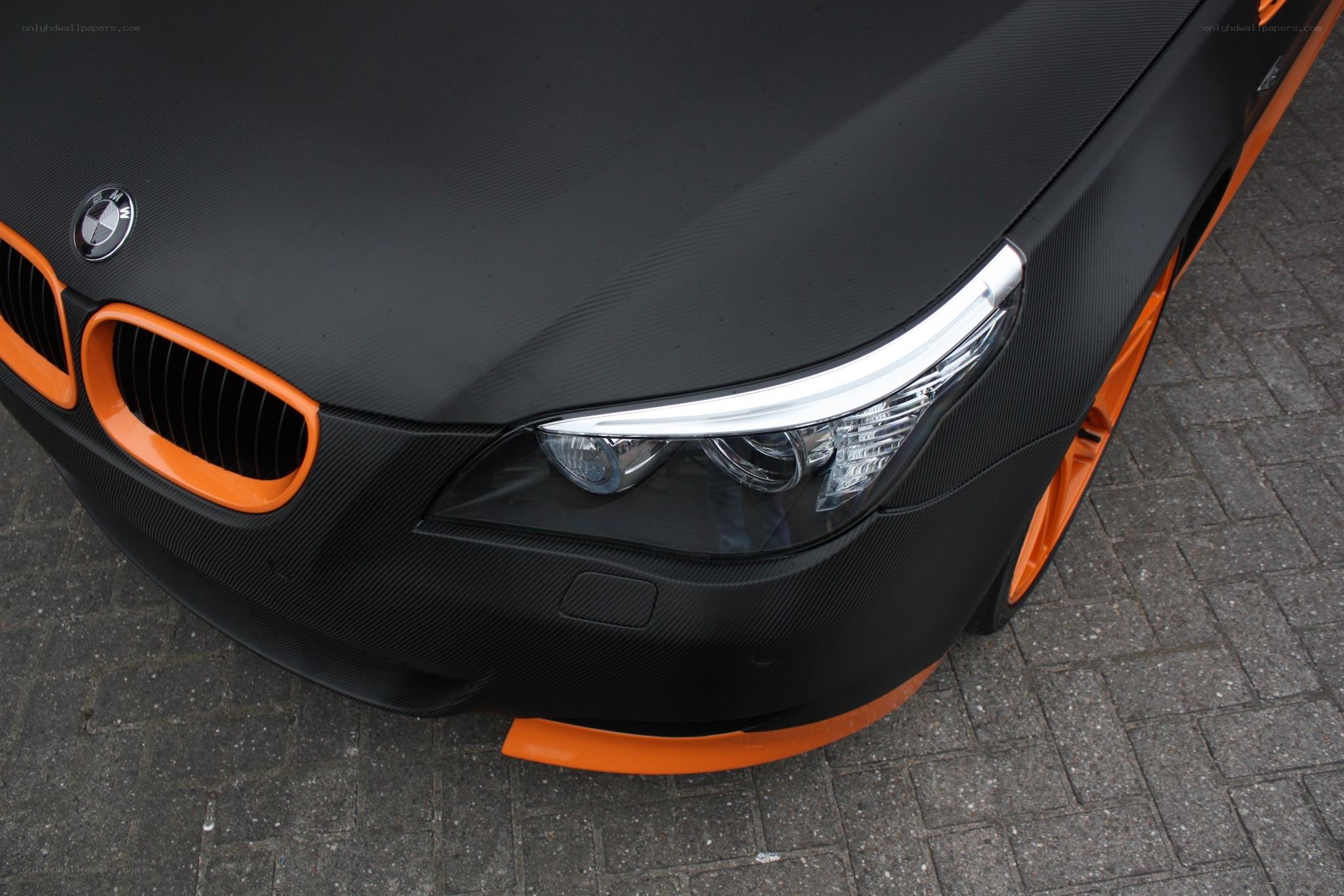black and orange BMW car