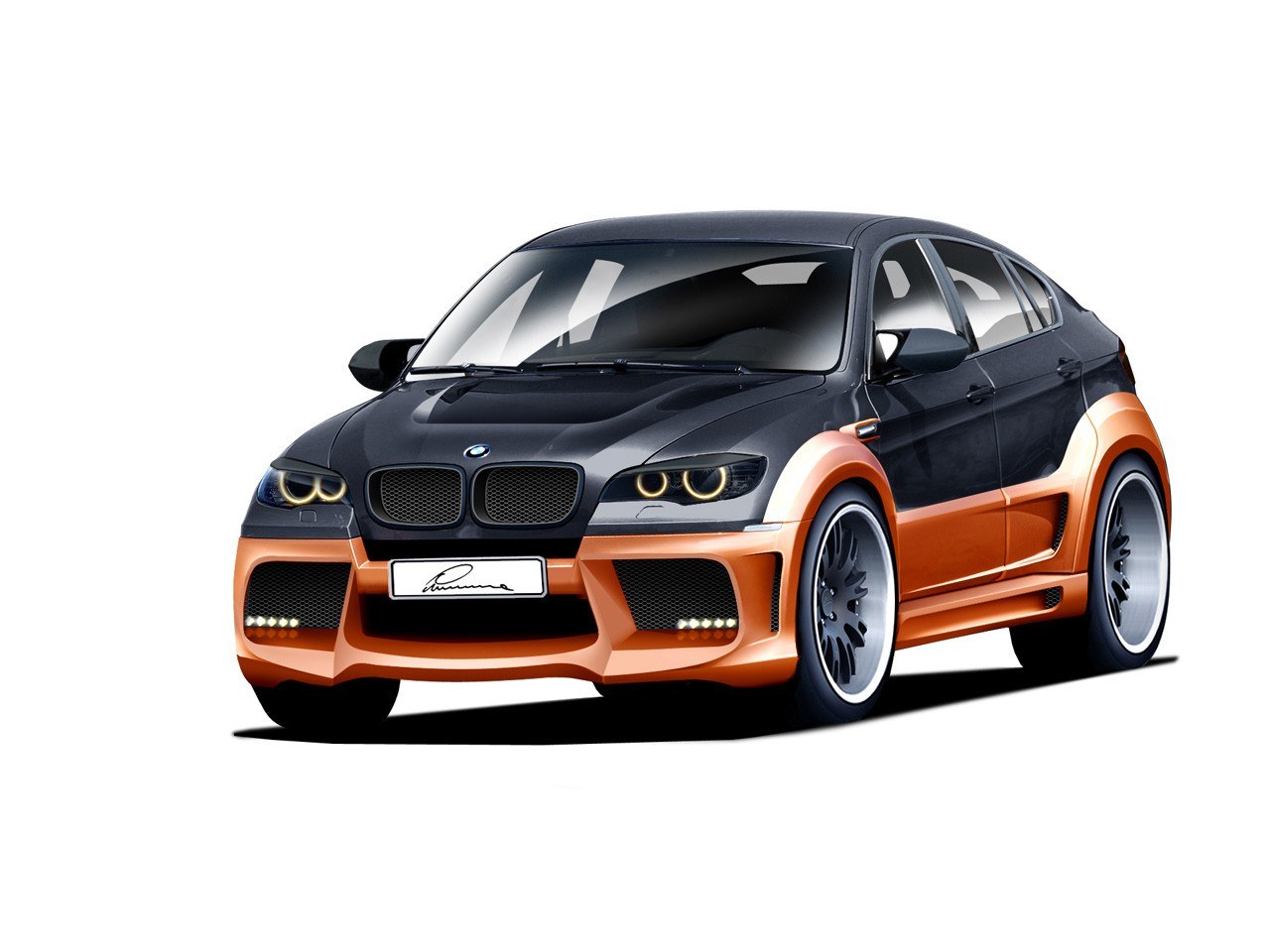 black and orange BMW X6
