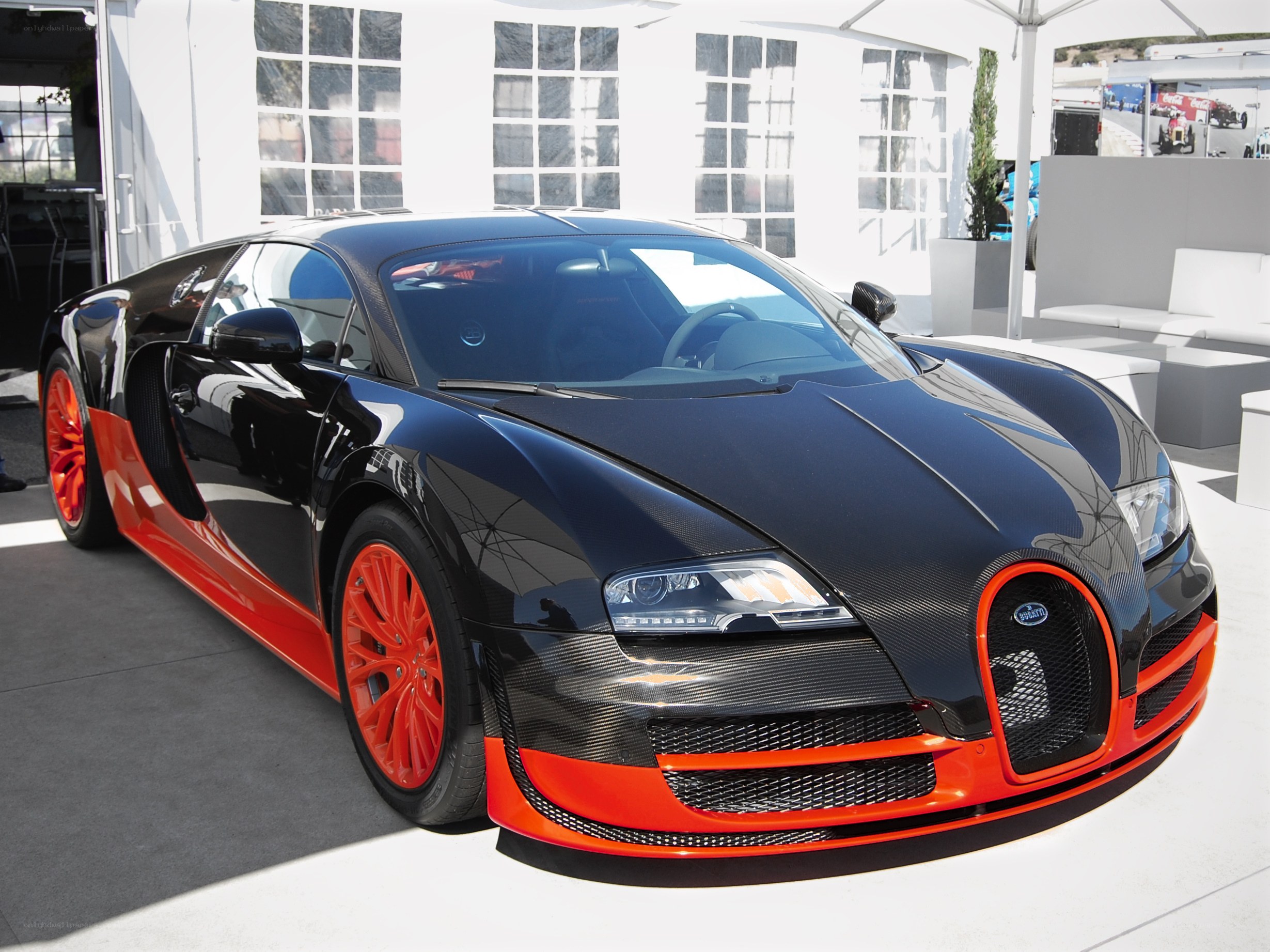 Black and orange Bugatti Veyron