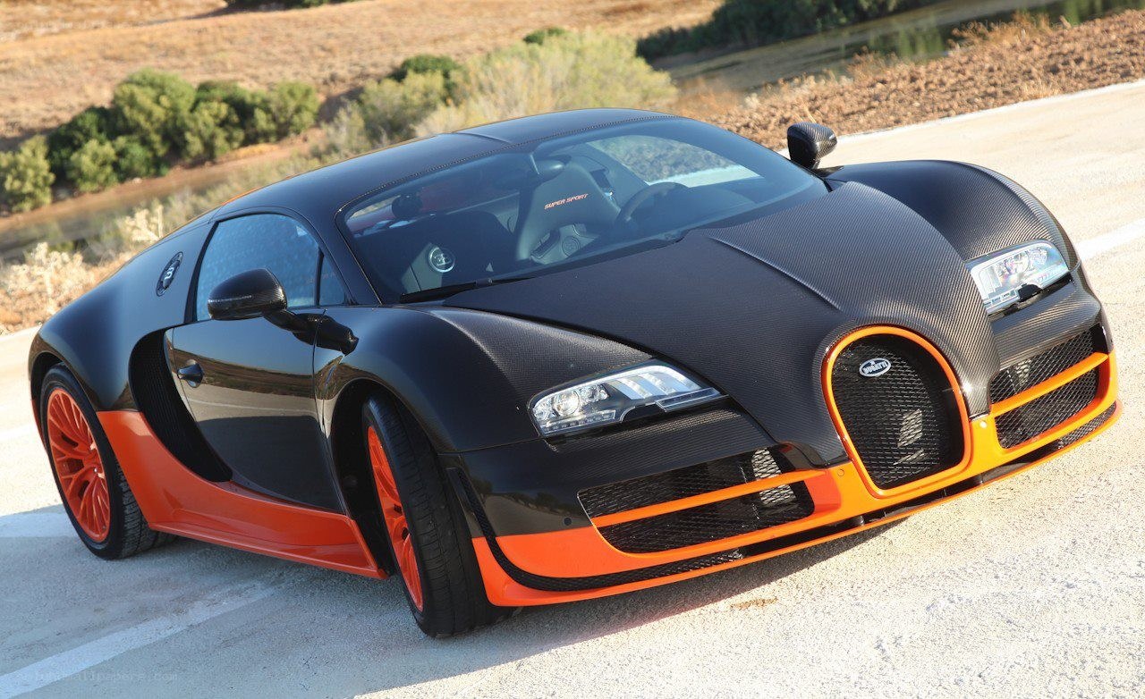 Black and orange Bugatti Veyron