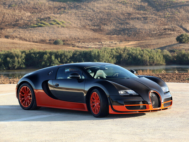 Black and orange Bugatti Veyron