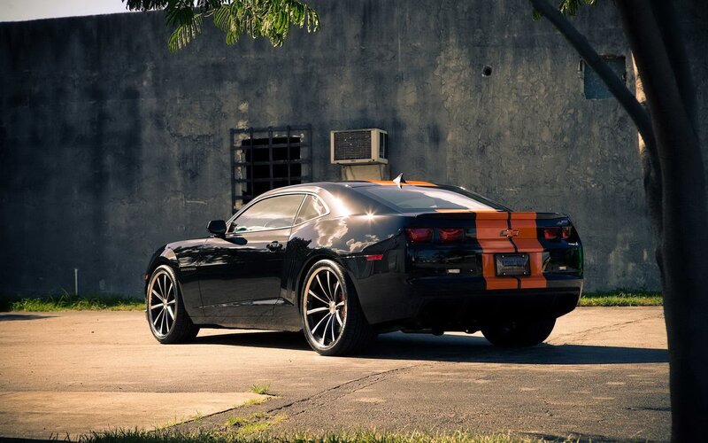 Black and orange Camaro car