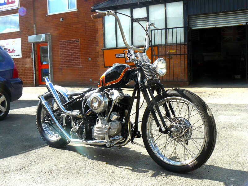 Black and Orange Chopper Motorcycle