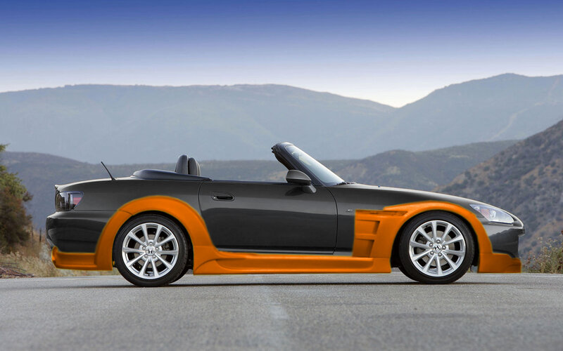 Black and orange convertible sports car