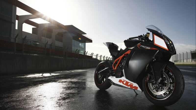 Black and Orange Motorcycle — Dramatic, Sunset, Photograph