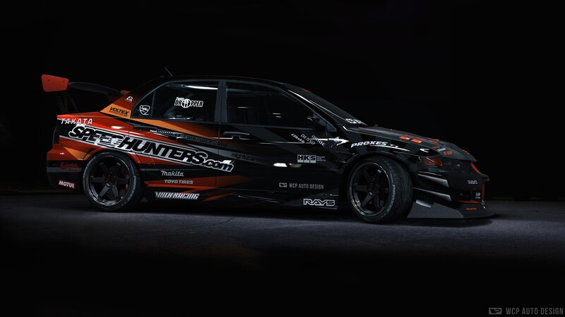 Black and Orange Race Car — Dramatic, Night