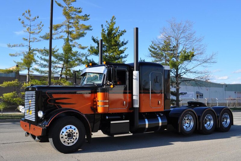Black and Orange Semi-truck — Clear