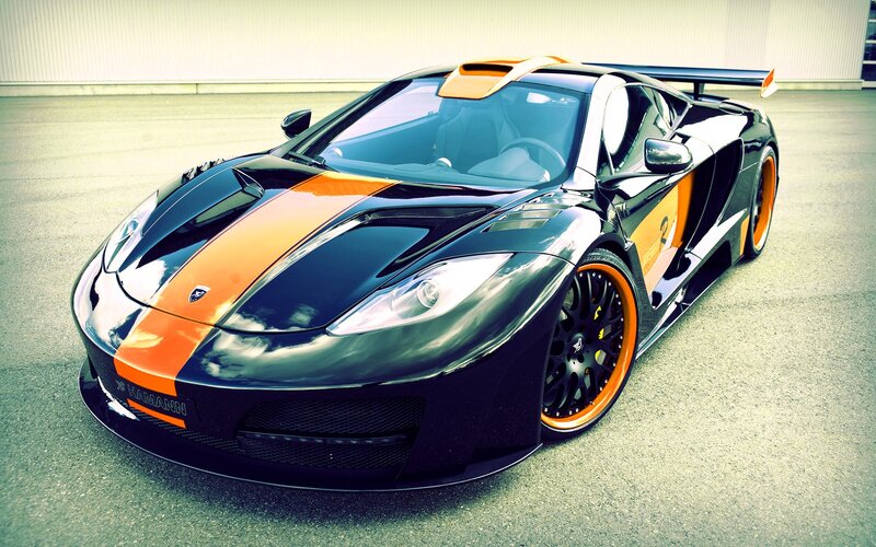 black and orange sports car