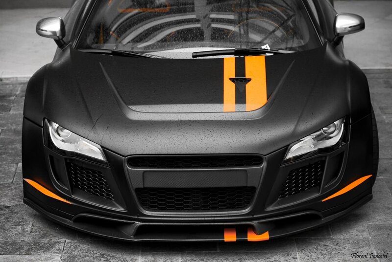 black and orange sports car