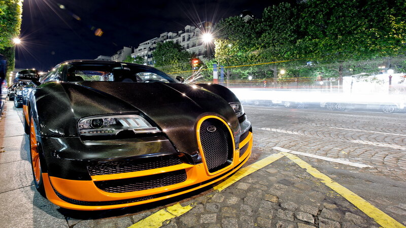 Black and Orange Sports Car — Dramatic, Night