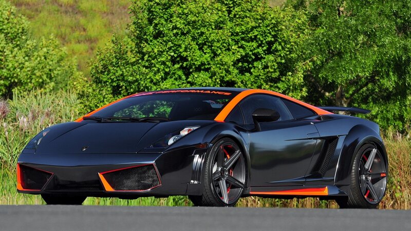 Black and Orange Sports Car — Dynamic, Afternoon, Photograph