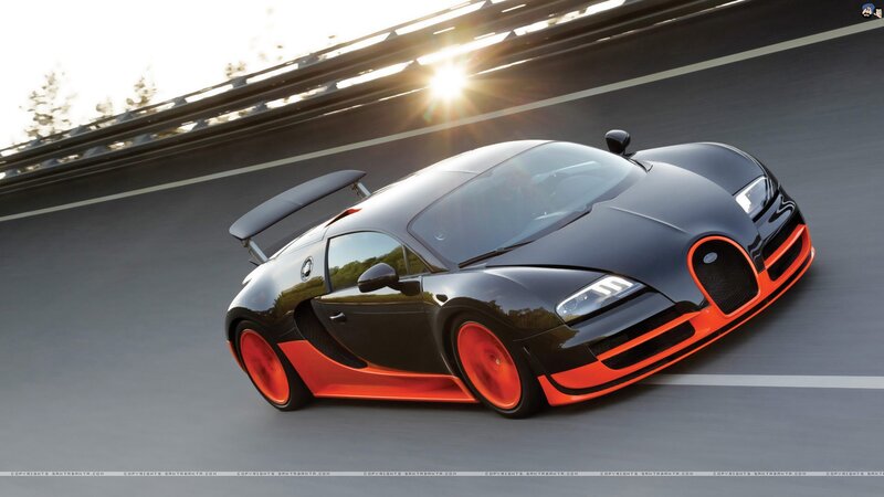 Black and Orange Sports Car — Dynamic, Sunset, Photograph, Road, Sun