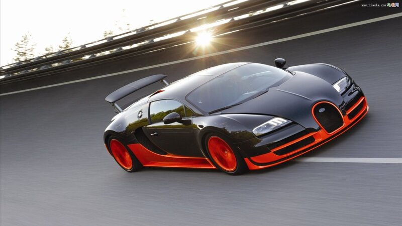 Black and Orange Sports Car — Dynamic, Sunset