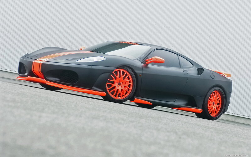 Black and Orange Sports Car — Gray