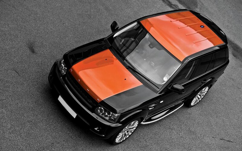 Black and Orange SUV — Dramatic, Photograph, Car