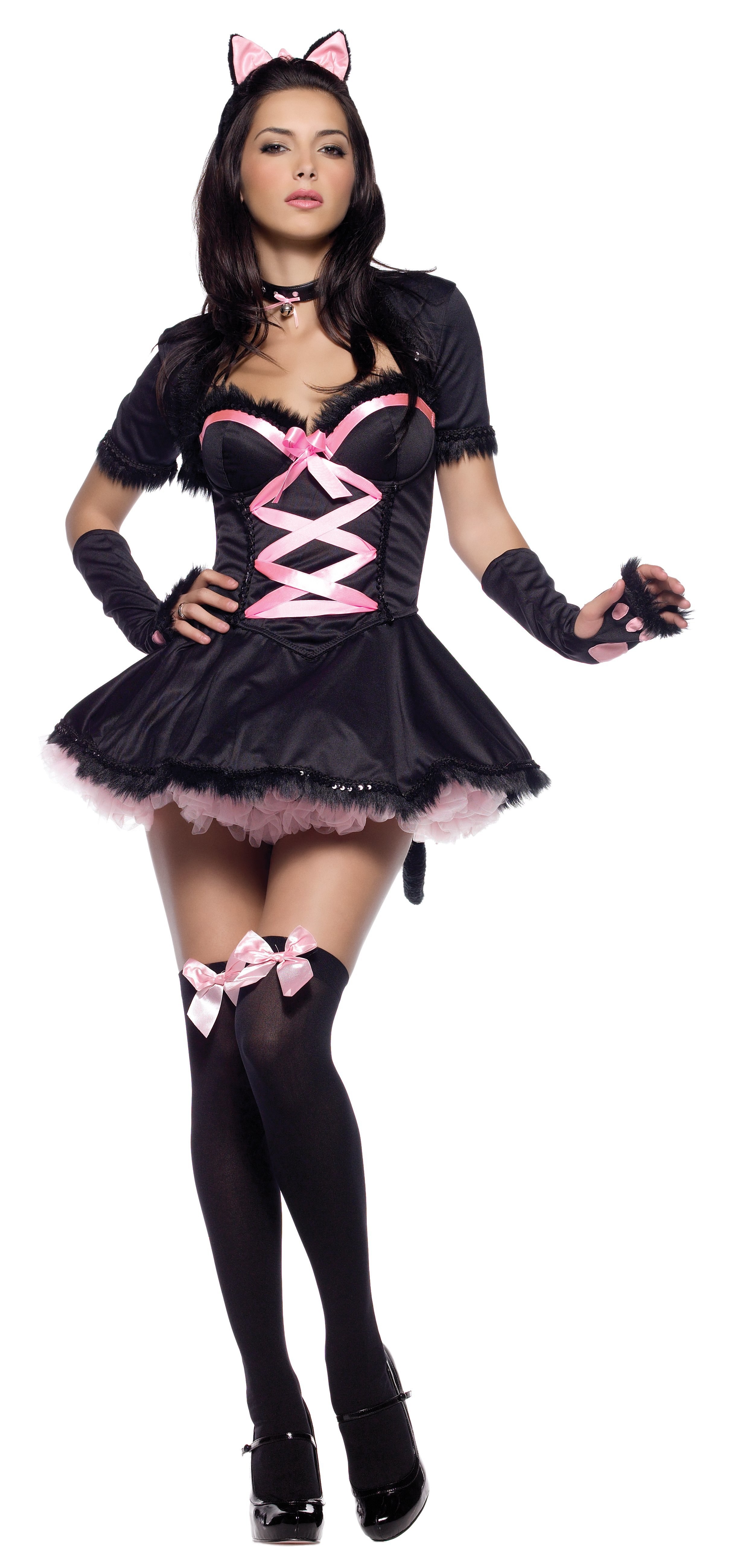 black and pink cat costume