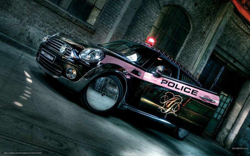 Black and Pink Police Car — Dramatic