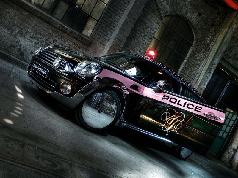 black and pink police car