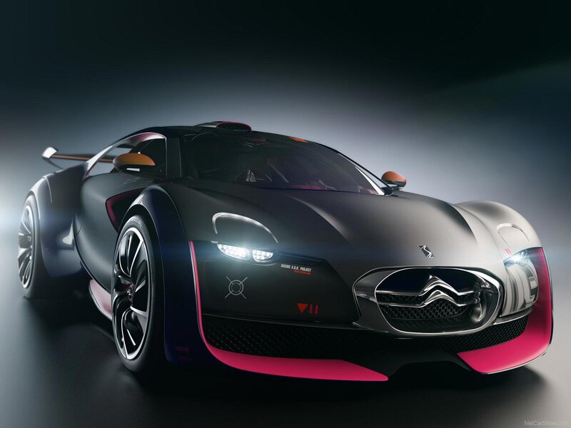 Black and Pink Sports Car — Dramatic, 3d Render, Headlights, Grille