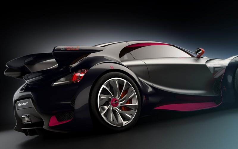 Black and Pink Sports Car — Dramatic, 3d Render, Wings, Wheel