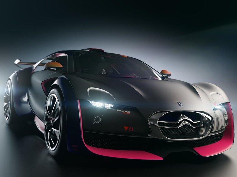 Black and Pink Sports Car — Grille