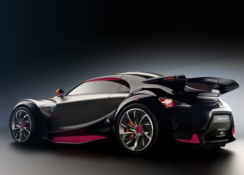 Black and Pink Sports Car — Wings
