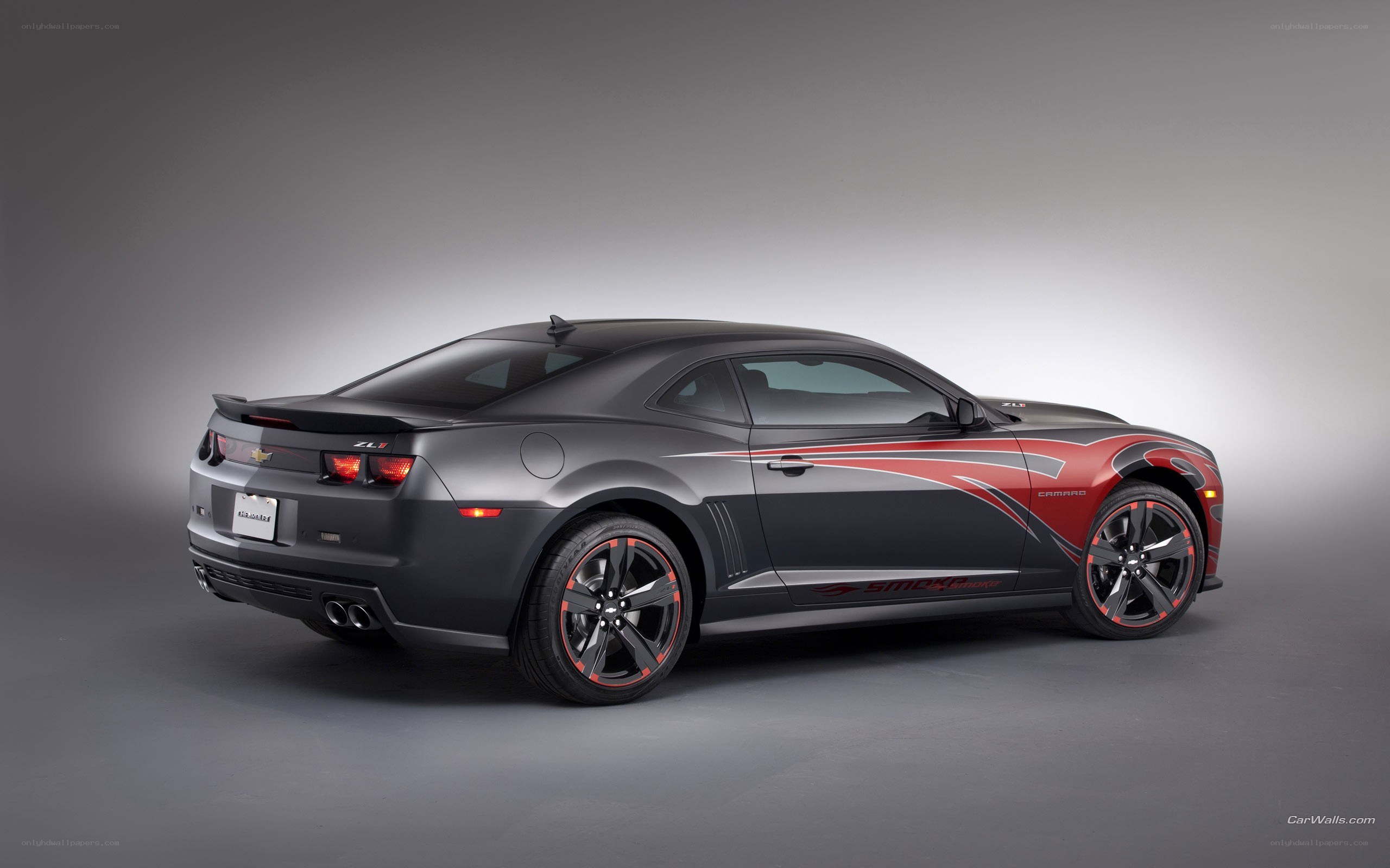 black and red camaro coupe