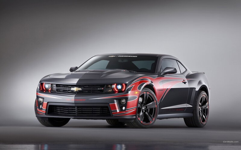 Black and Red Camaro — Dramatic, Photograph, Car, Grille, Wheels, Gray