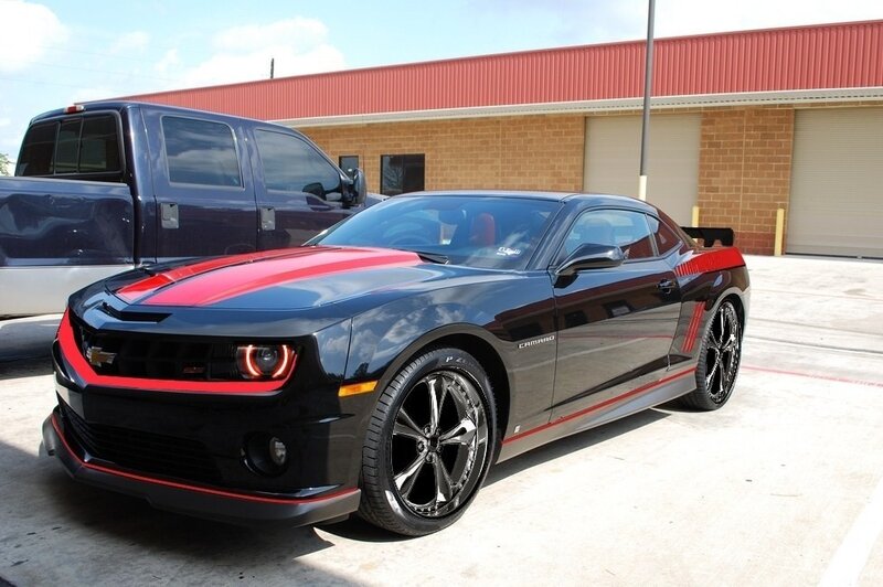 Black and red Camaro sports car