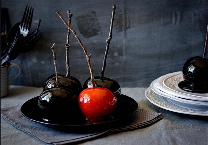 Black and Red Candy Apples