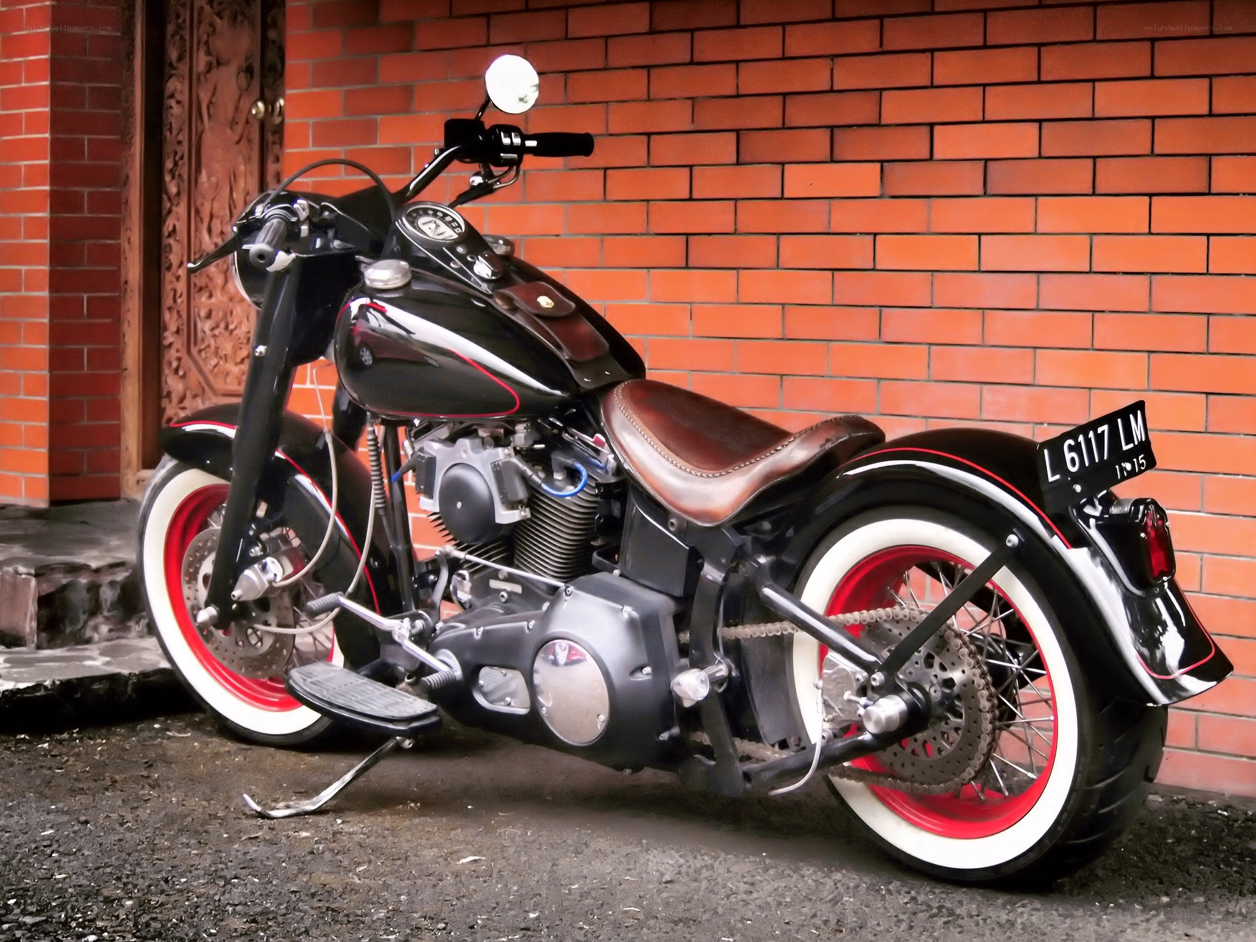 black and red chopper motorcycle