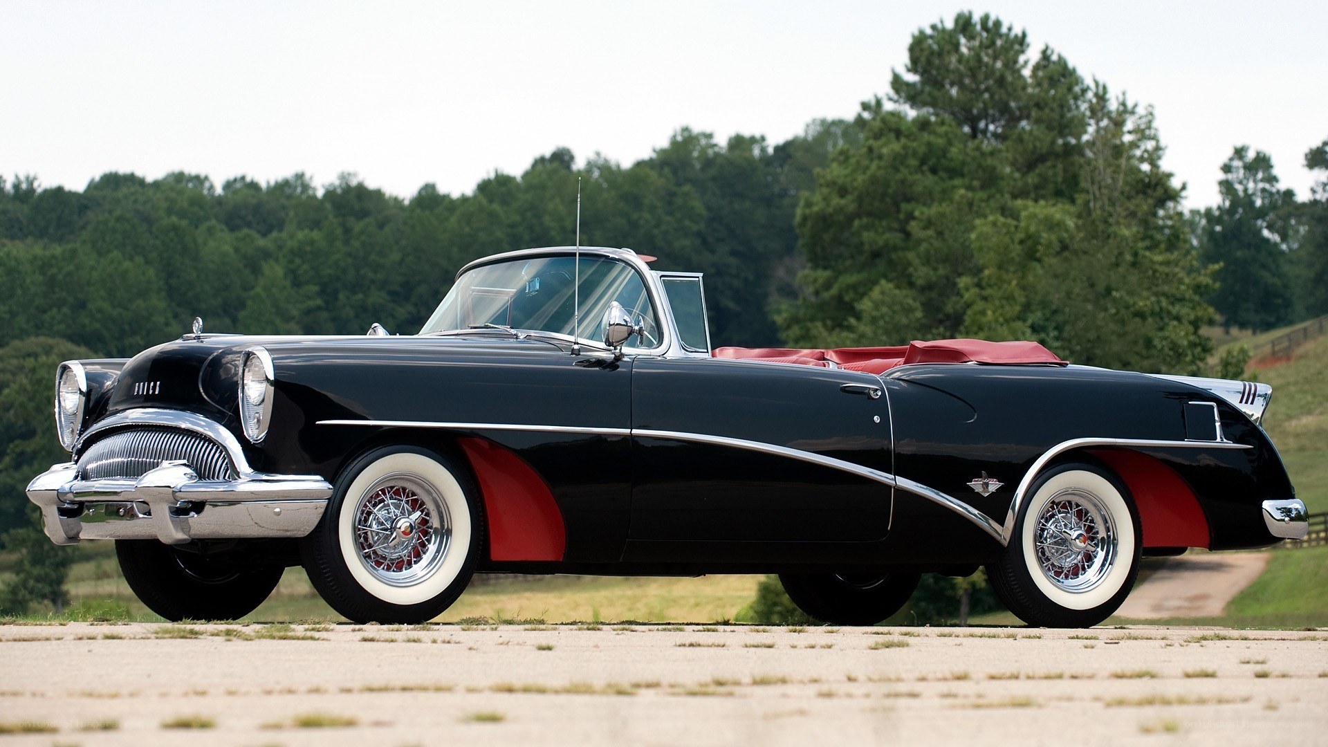Black and red classic convertible