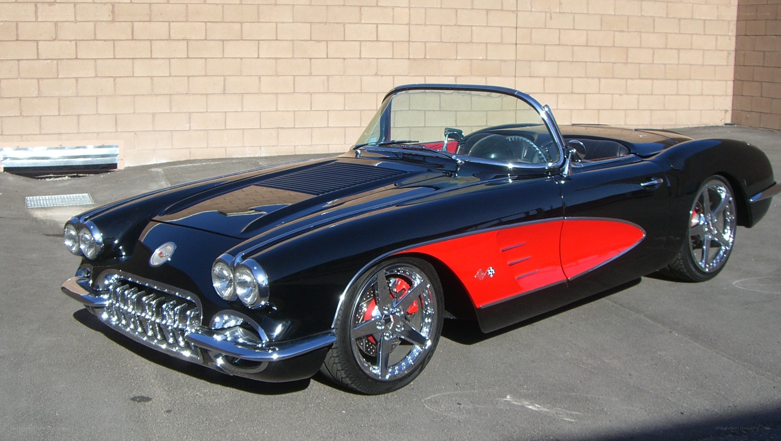 black and red classic corvette