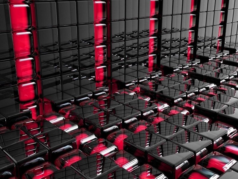 black and red cube grid
