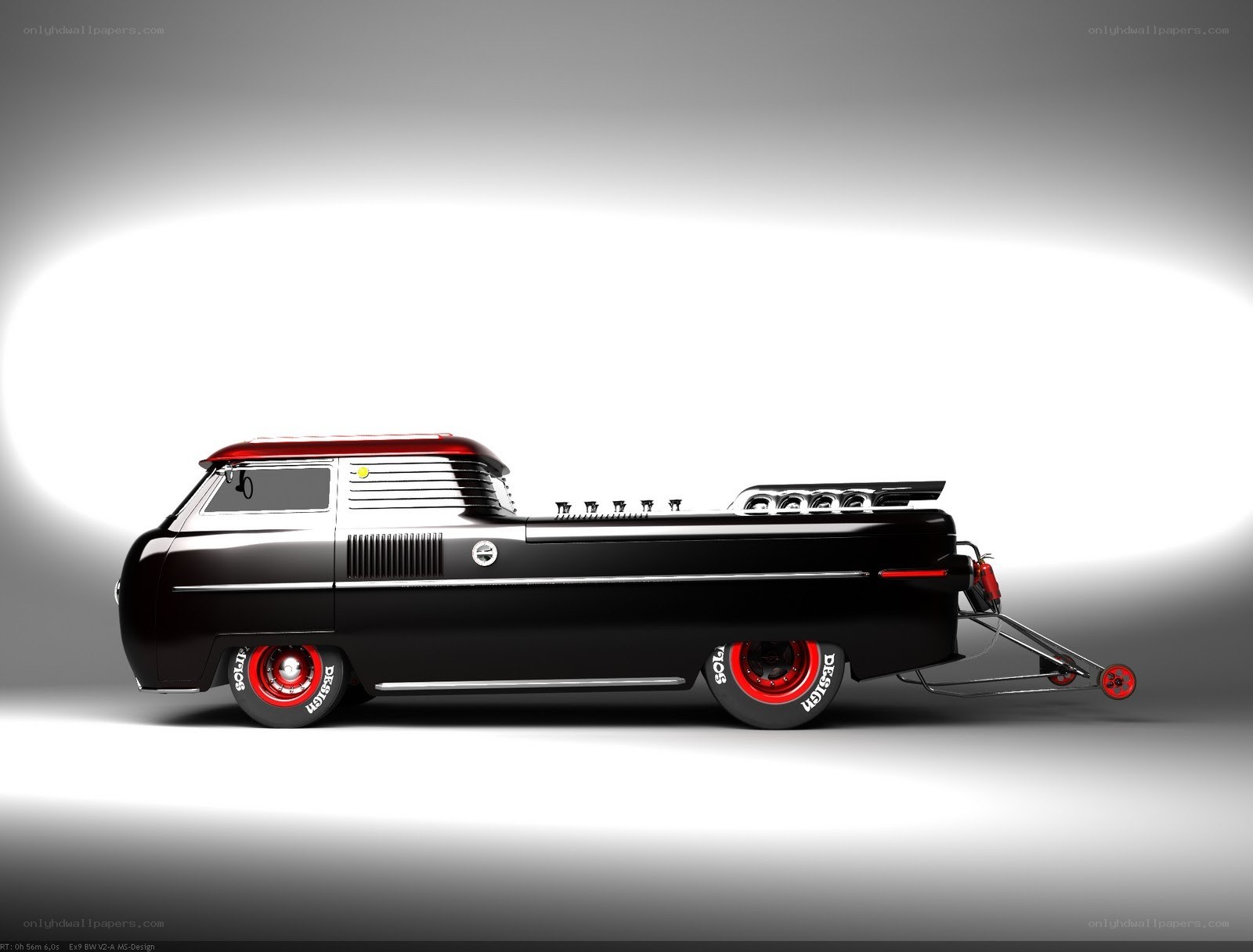 black and red custom drag car