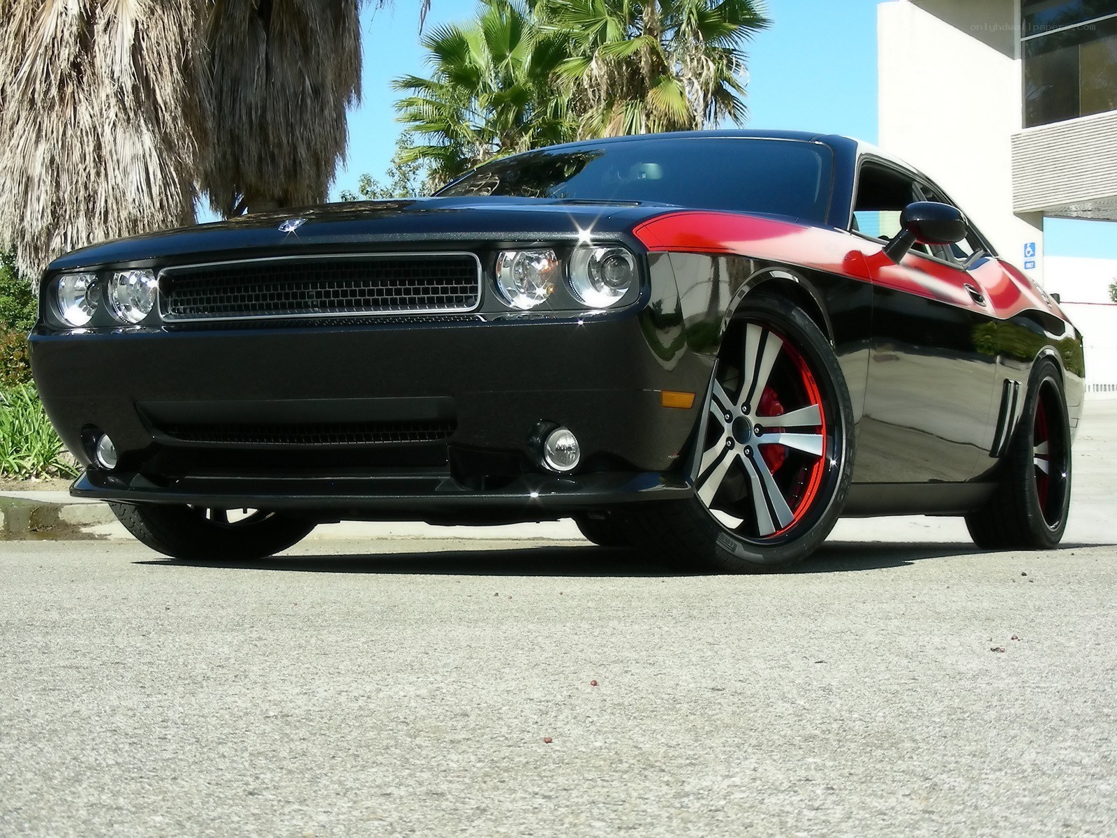 Black and red Dodge Challenger