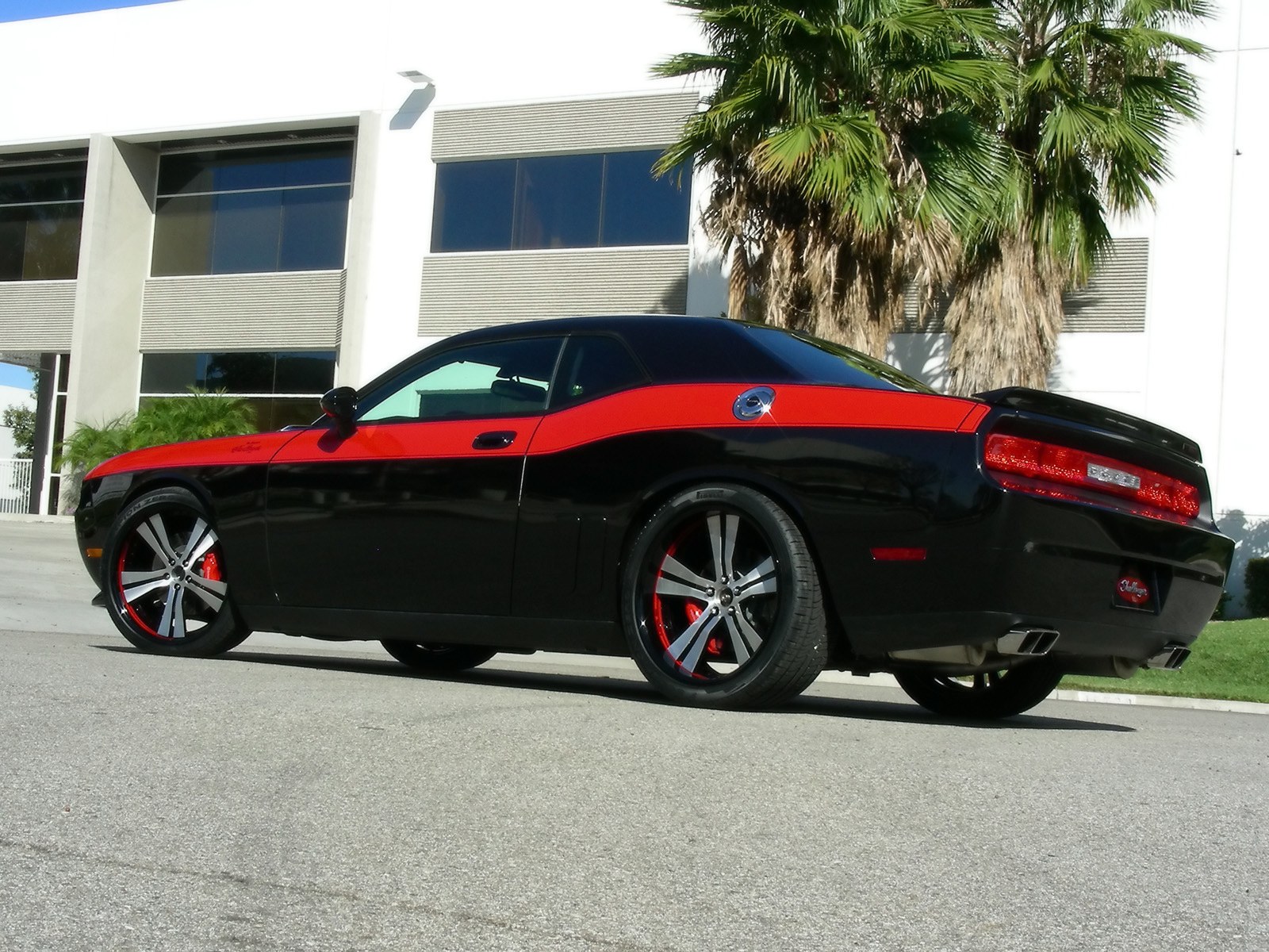 black and red dodge challenger