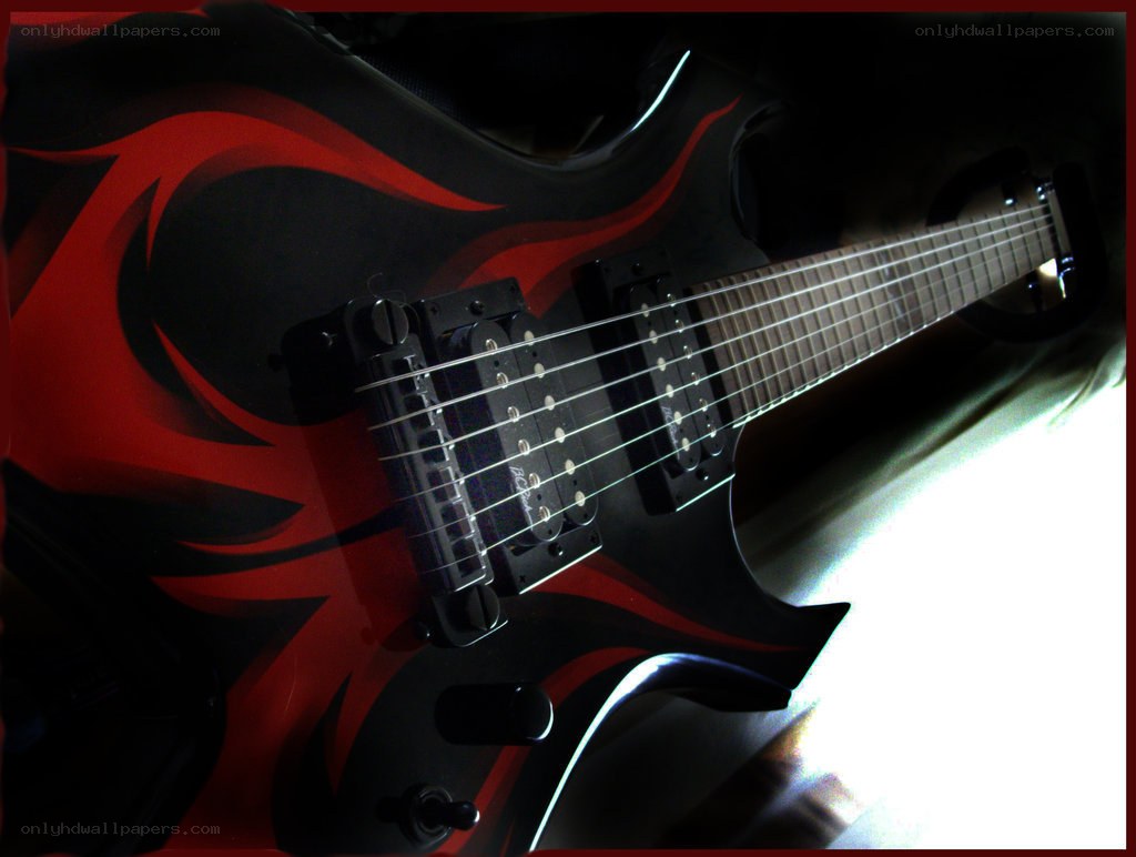 black and red electric guitar