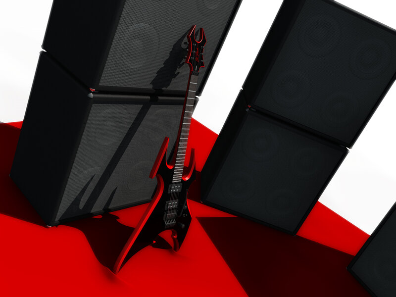 Black and Red Electric Guitar — Dramatic