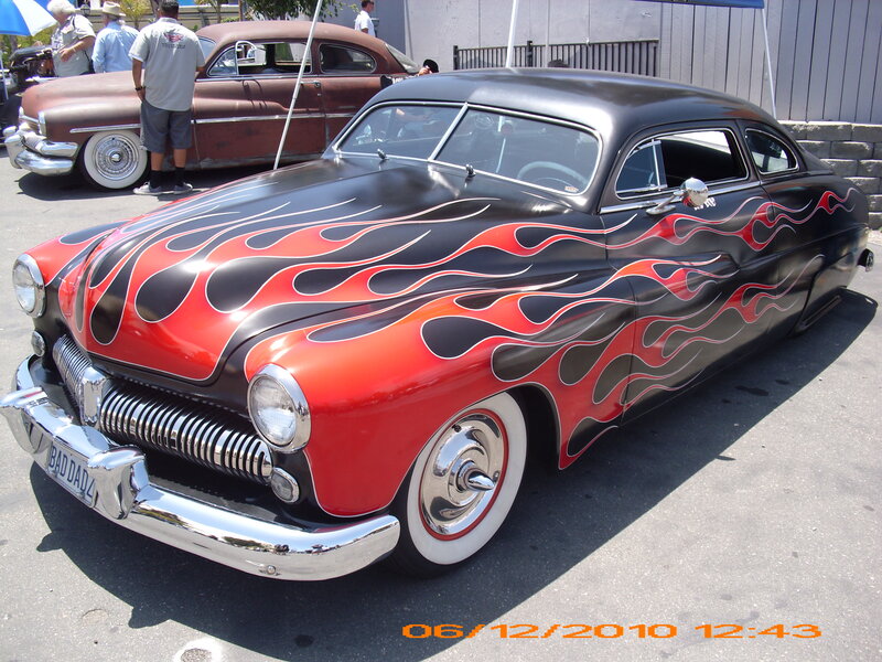 Black and Red Flame Car