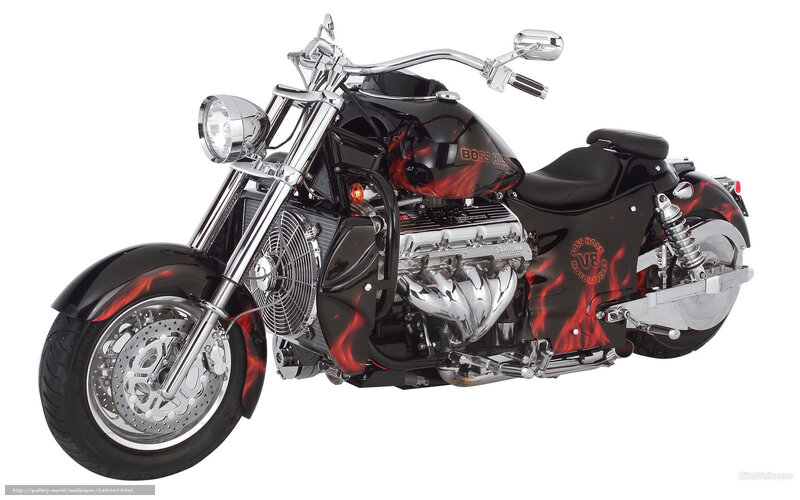 Black and red flame custom motorcycle