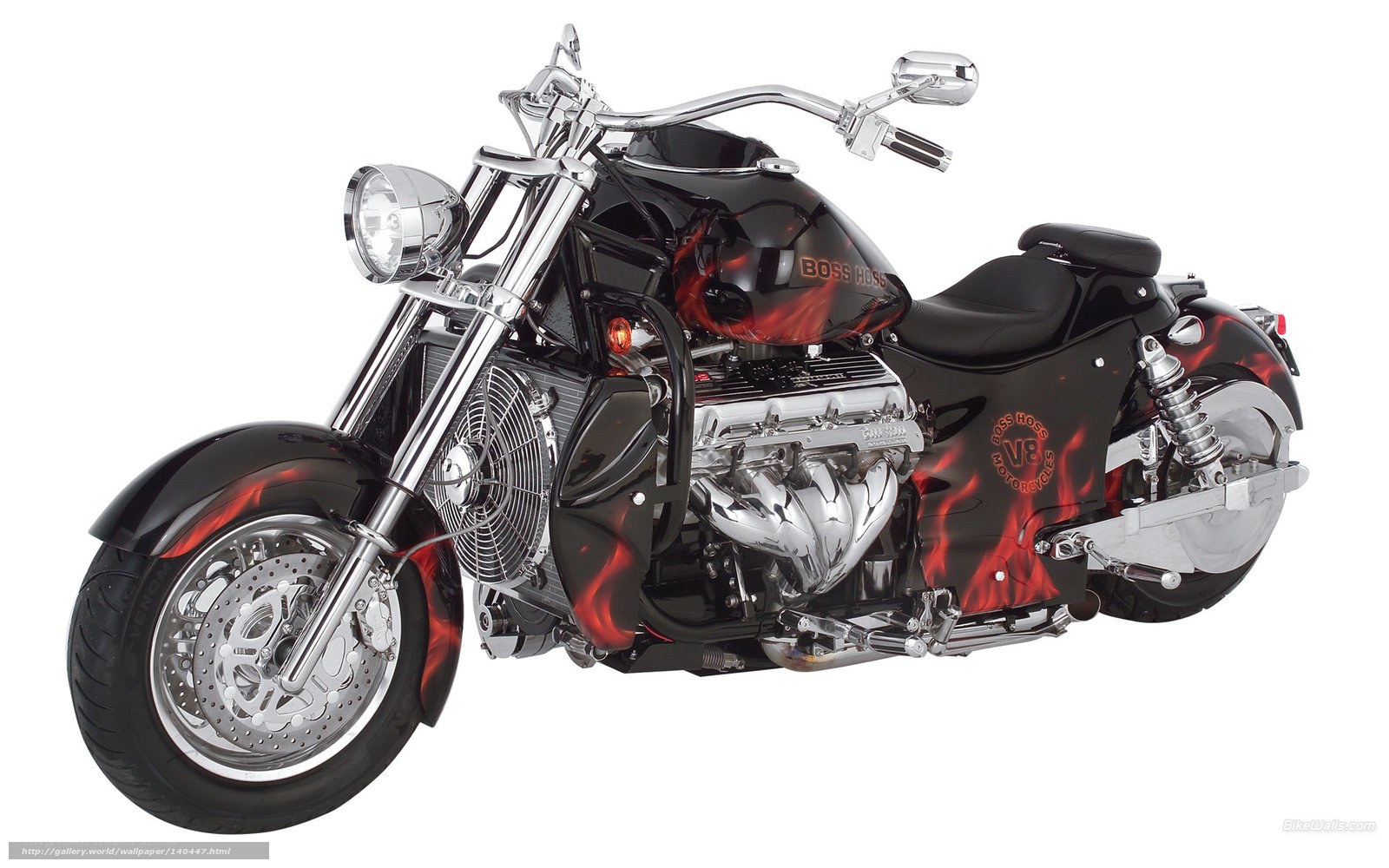 Black and red flame custom motorcycle