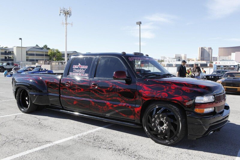 Black and Red Flame Truck